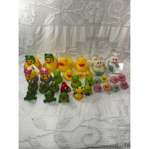 Rubber Duck Toy Lot Assorted Novelty Characters Easter Bunny Frog Dragon 28pc